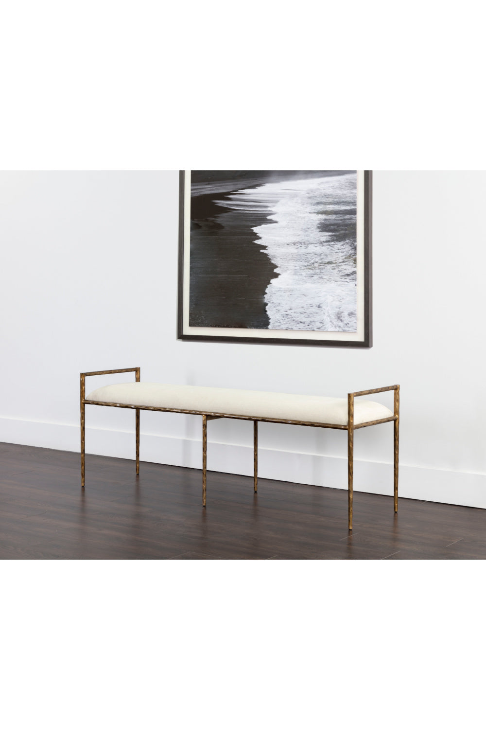 Modern European furniture - Gold Framed White Bench - www.oroa.com