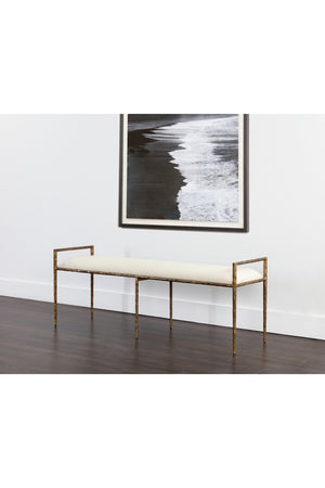 Modern European furniture - Gold Framed White Bench - www.oroa.com