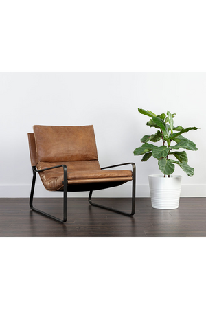 Modern European furniture - Scooped Leather Lounge Chair - www.oroa.com