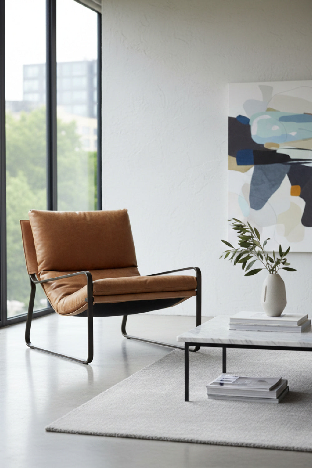 Modern European furniture - Scooped Leather Lounge Chair - www.oroa.com