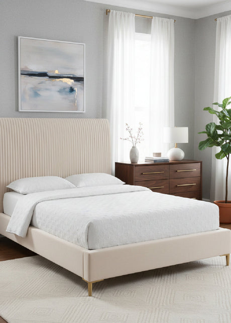 Modern European furniture - Cream Tufted Bed - www.oroa.com