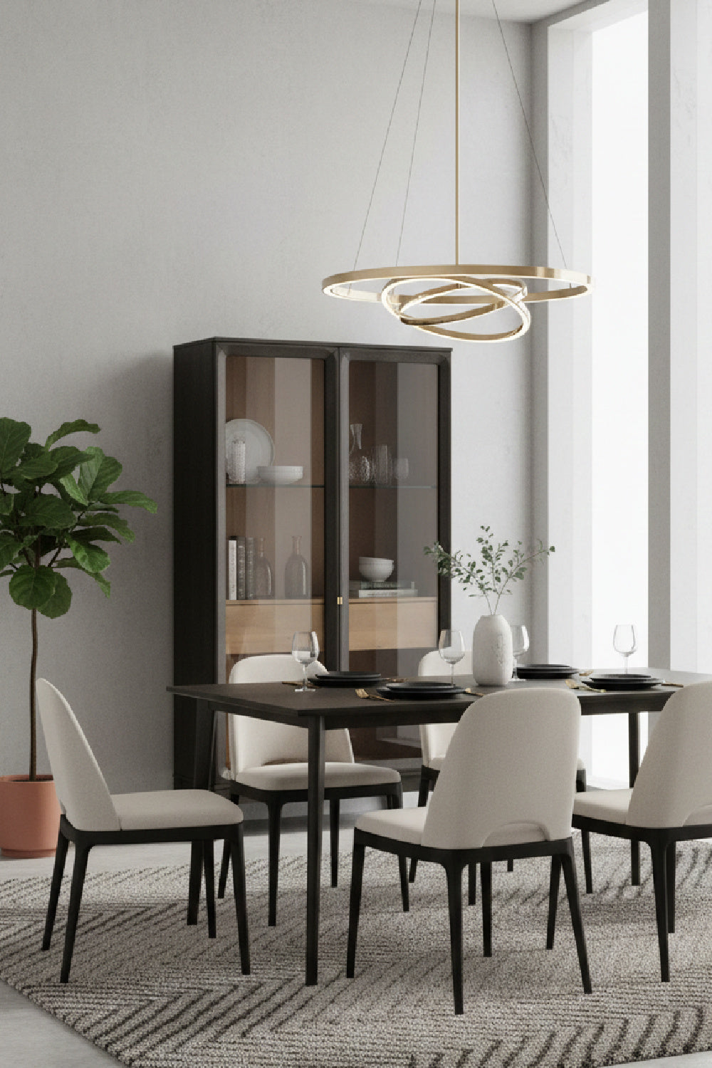 Modern European furniture - Brown Acacia 2-Door Display Cabinet - www.oroa.com