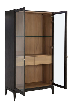 Modern European furniture - Brown Acacia 2-Door Display Cabinet - www.oroa.com