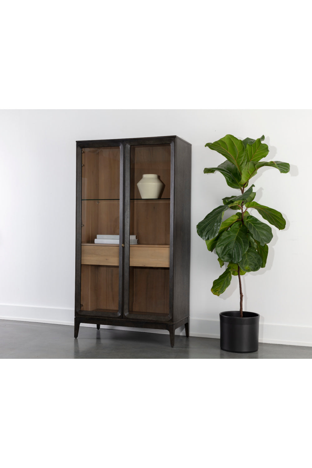 Modern European furniture - Brown Acacia 2-Door Display Cabinet - www.oroa.com