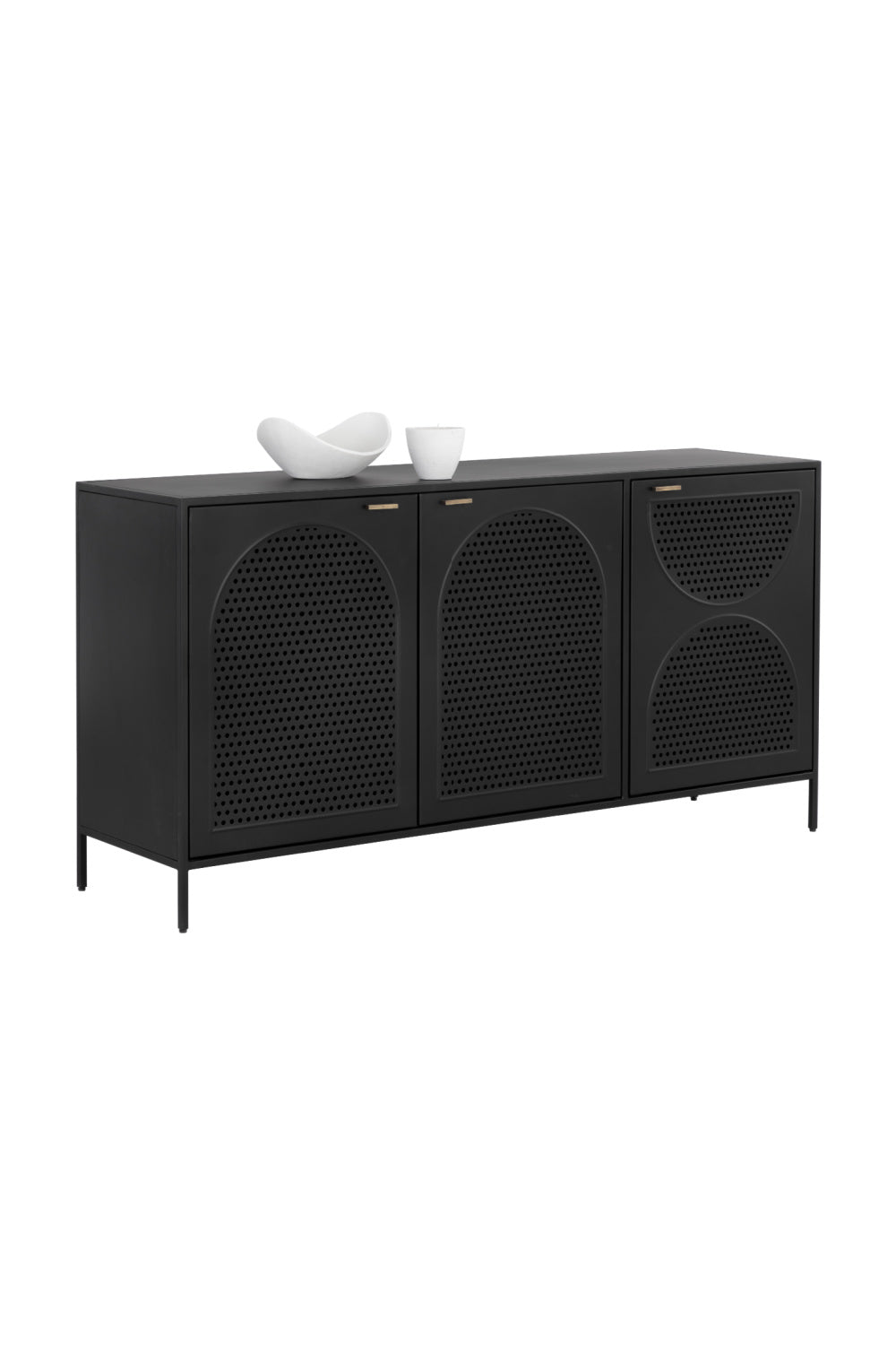   Modern European furniture - Black Perforated Metal 3-Door Sideboard - www.oroa.com | Oroa.com