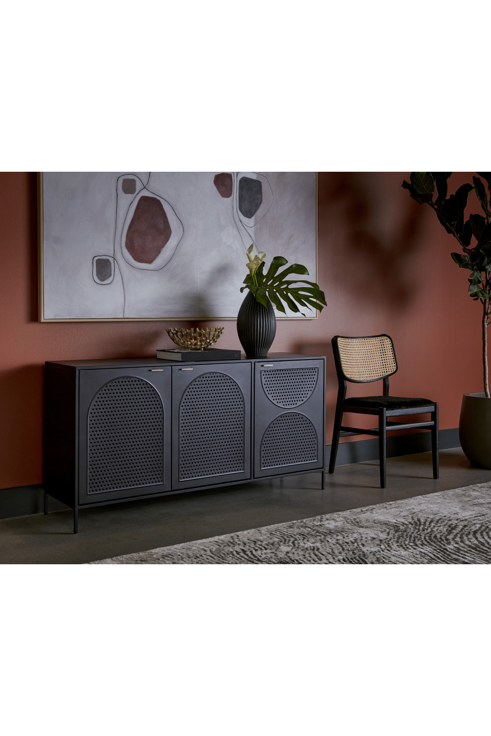   Modern European furniture - Black Perforated Metal 3-Door Sideboard - www.oroa.com | Oroa.com