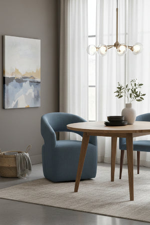 Modern European furniture - Blue Wheeled Dining Armchair - www.oroa.com