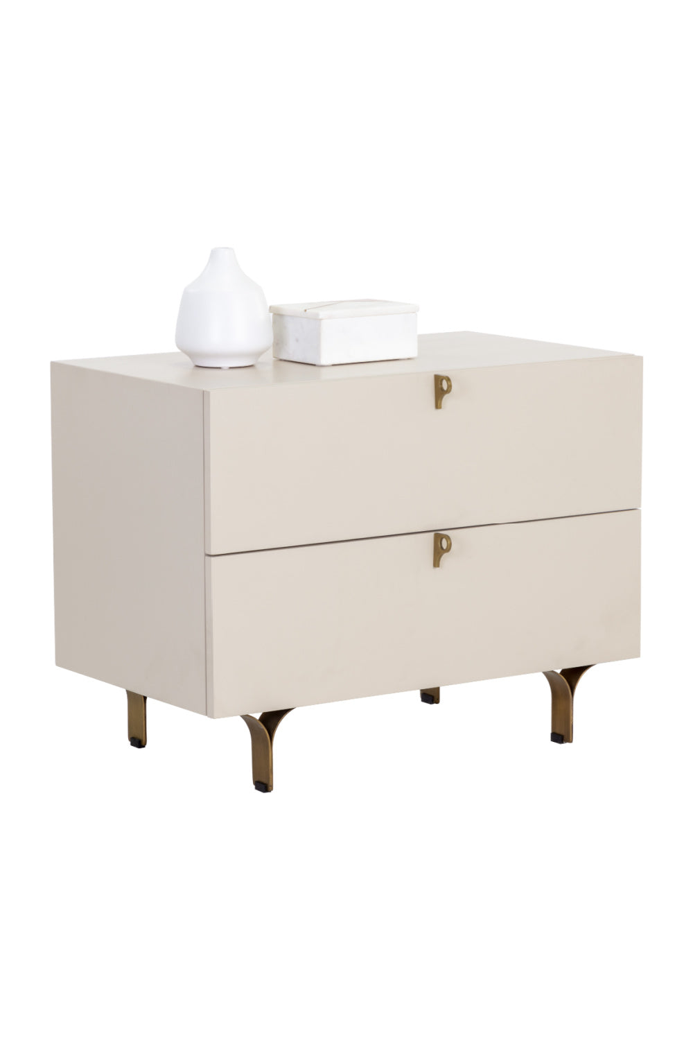 Modern European furniture - Cream Wood 2-Drawer Nightstand - www.oroa.com