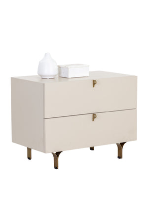 Modern European furniture - Cream Wood 2-Drawer Nightstand - www.oroa.com