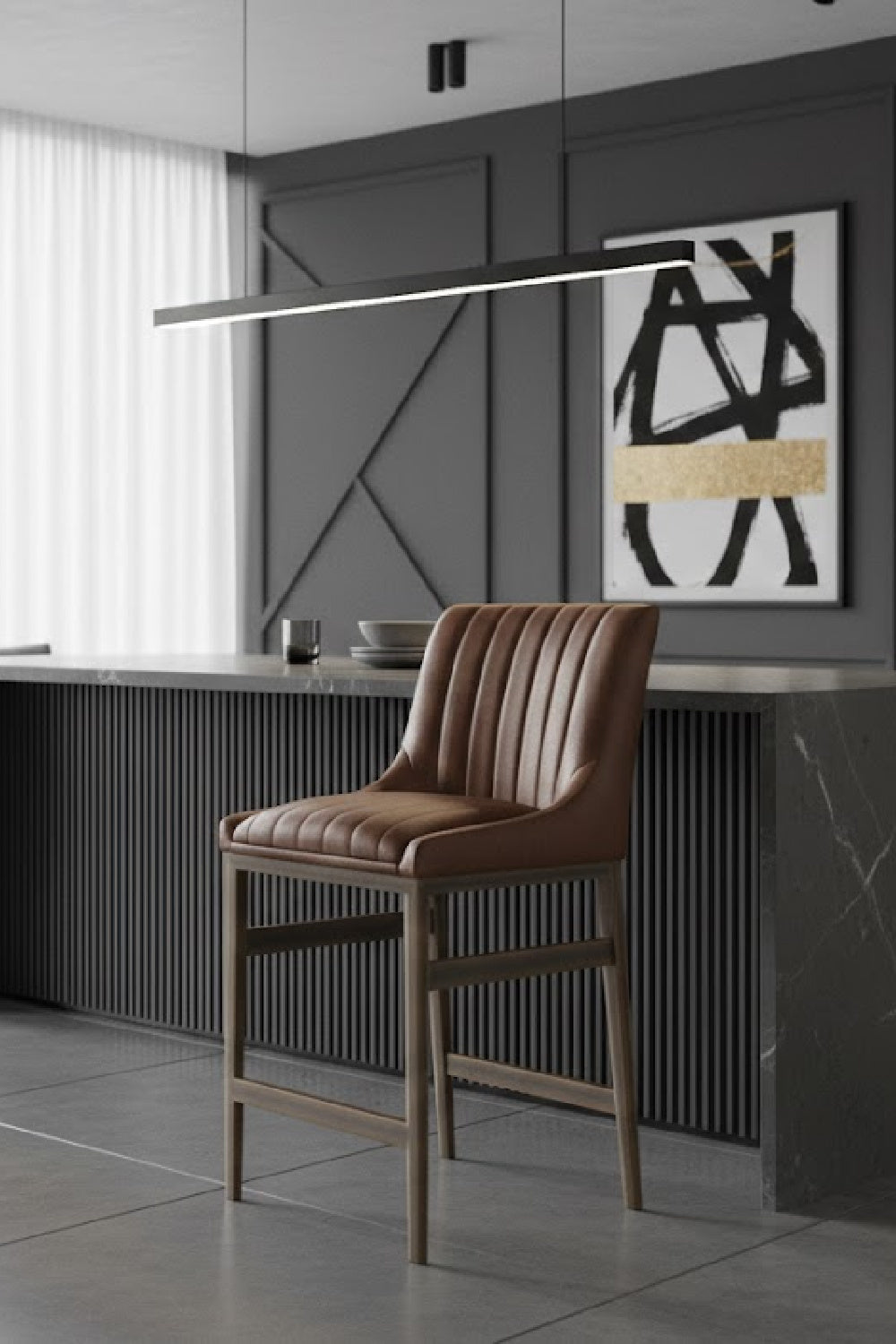 Modern European furniture - Channel-Tufted Counter Stool - www.oroa.com