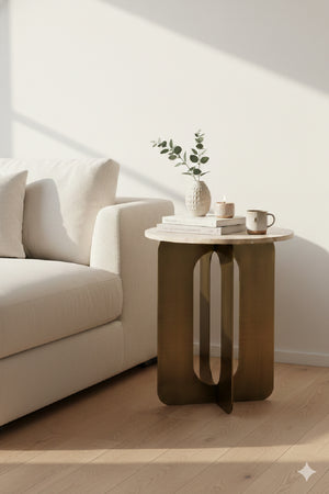 Modern European furniture - Gray Marble Round End Table - www.oroa.com