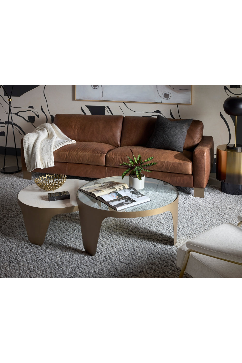   Modern European furniture - Gold Framed Nesting Coffee Tables (2) - www.oroa.com | Oroa.com
