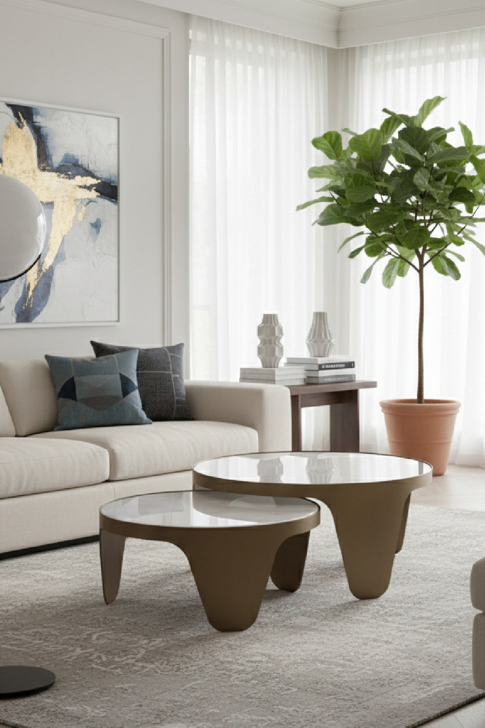   Modern European furniture - Gold Framed Nesting Coffee Tables (2) - www.oroa.com | Oroa.com