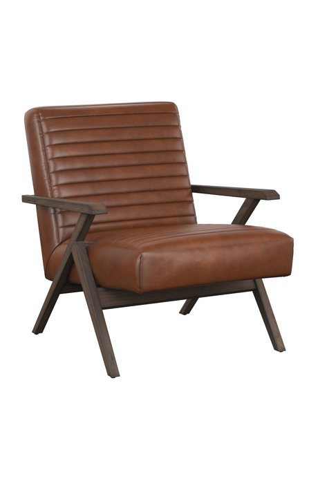 Modern European furniture - Brown Leather Channeled Lounge Chair - www.oroa.com