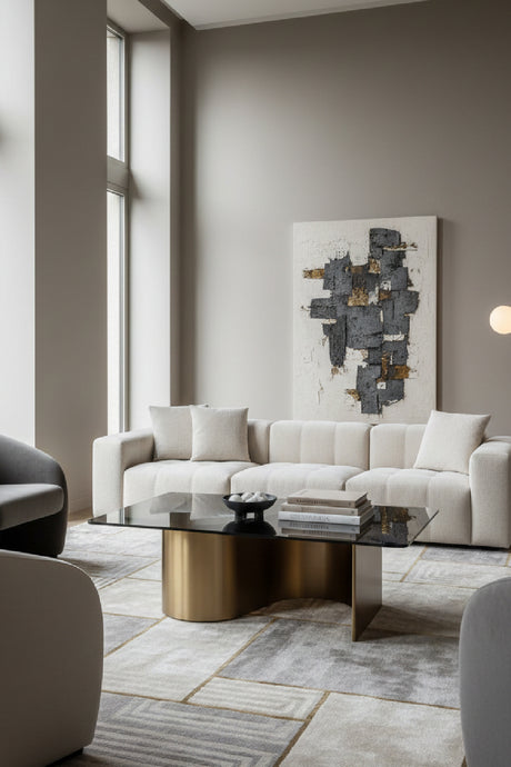   Modern European furniture - Gold S-Shaped Base Coffee Table - www.oroa.com | Oroa.com