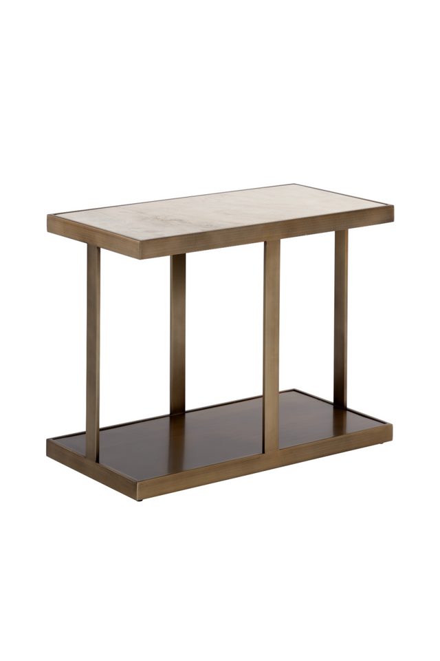 Modern European furniture - Gold Framed Marble Side Table - www.oroa.com