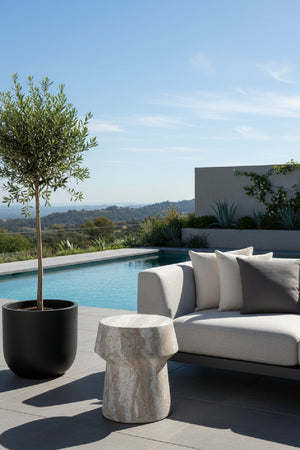 Modern European furniture - Marble Look Indoor/Outdoor End Table - www.oroa.com