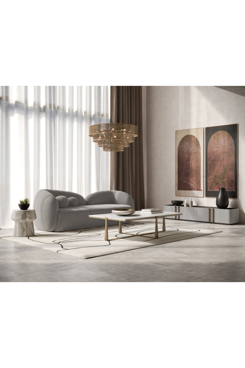 Modern European furniture - Marble Look Indoor/Outdoor End Table - www.oroa.com