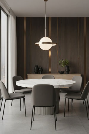 Modern European furniture - Round Marble-Look Indoor/Outdoor Dining Table - www.oroa.com