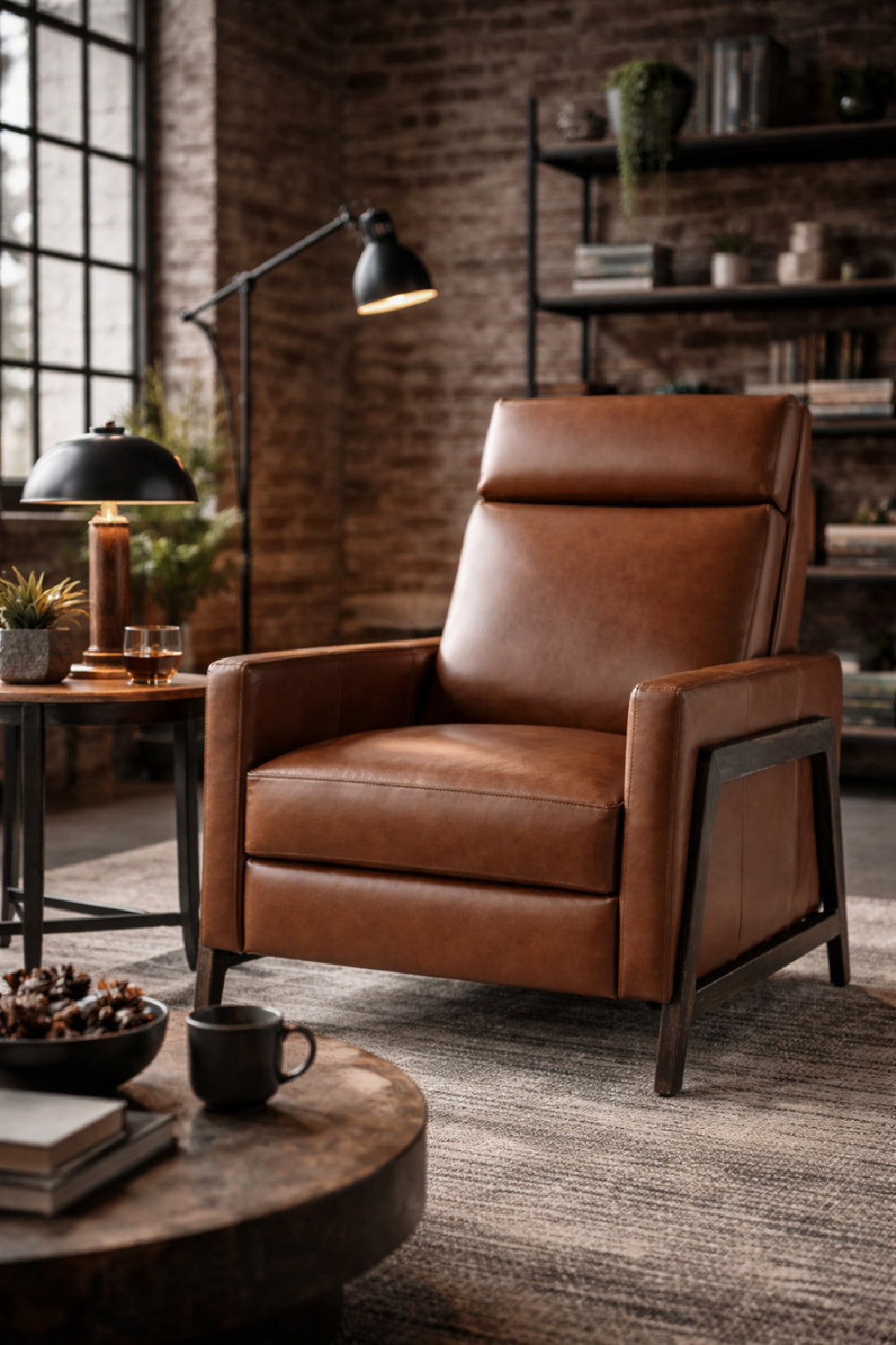Modern European furniture - Brown Leather Recliner Chair - www.oroa.com