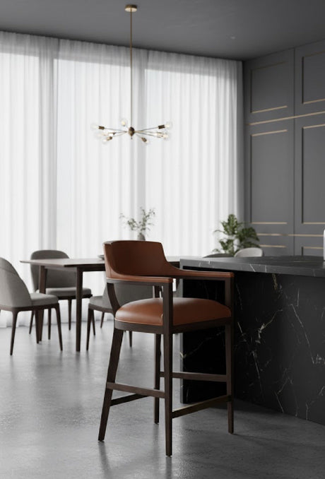 Oak Wood Frame Leather Barstool | Splendido Brylea | Oroa.com