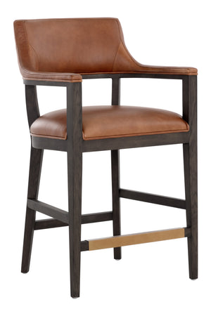 Modern European furniture - Brown Leather Counter Stool - www.oroa.com