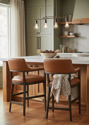 Modern European furniture - Brown Leather Counter Stool - www.oroa.com