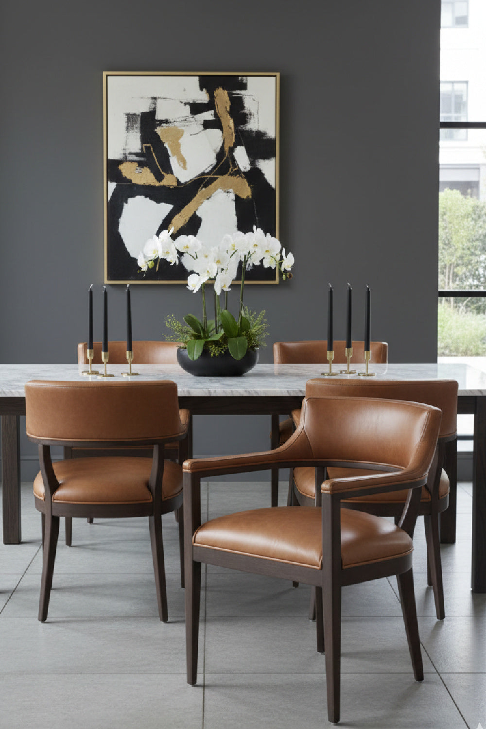 Modern European furniture - Oak Framed Leather Dining Chair - www.oroa.com