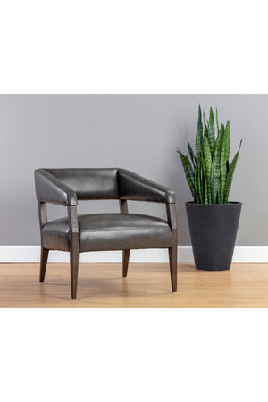 Modern European furniture - Brown Oak Leather Lounge Chair - www.oroa.com