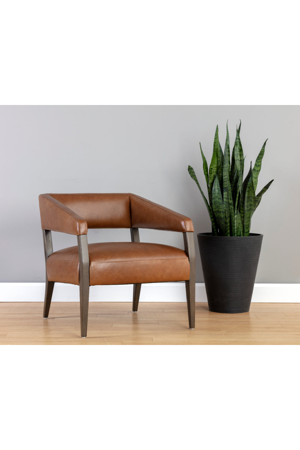 Modern European furniture - Brown Oak Leather Lounge Chair - www.oroa.com