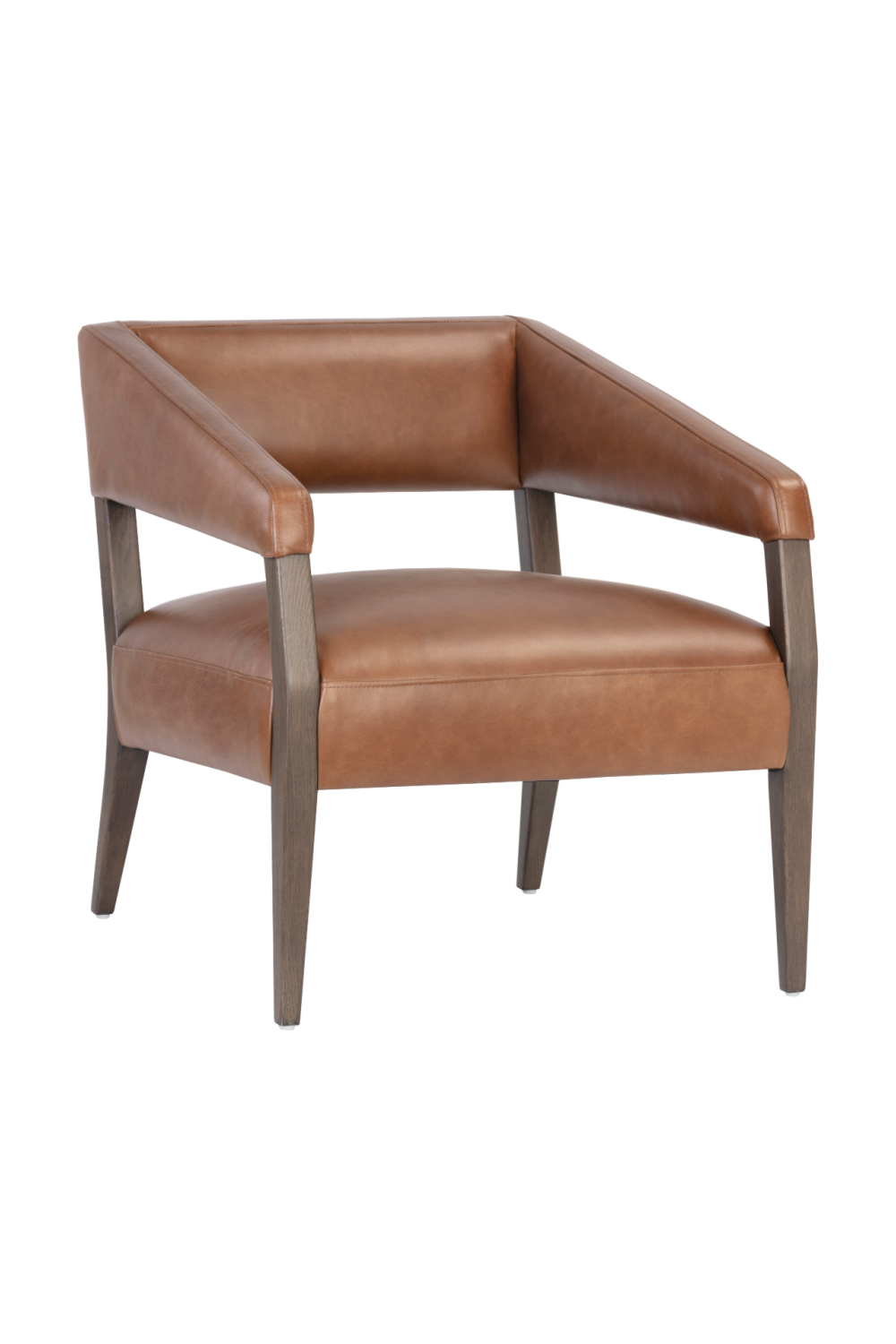 Modern European furniture - Brown Oak Leather Lounge Chair - www.oroa.com