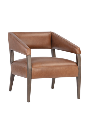 Modern European furniture - Brown Oak Leather Lounge Chair - www.oroa.com