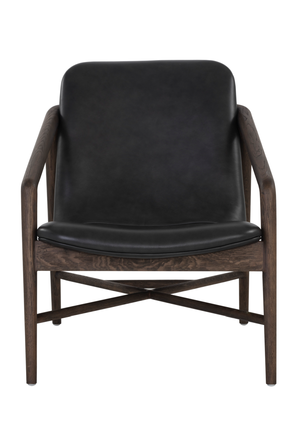 Modern European furniture - Black Leather Oak Lounge Chair - www.oroa.com