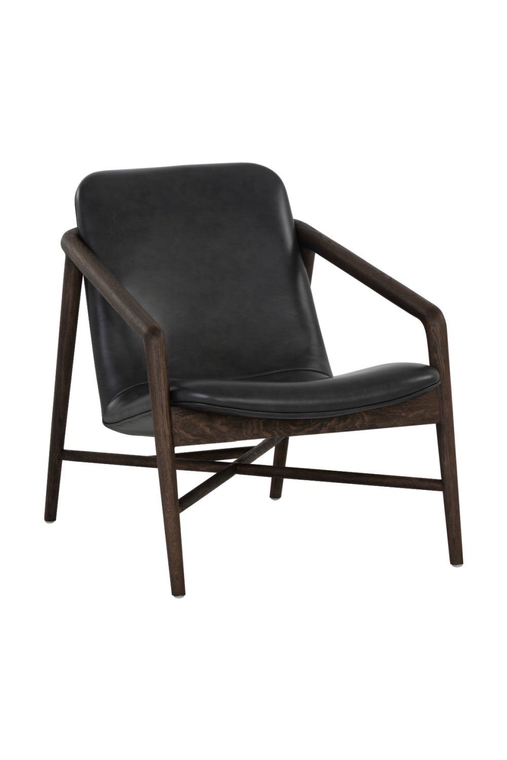 Modern European furniture - Black Leather Oak Lounge Chair - www.oroa.com