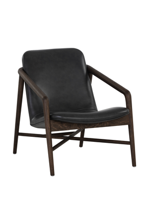 Modern European furniture - Black Leather Oak Lounge Chair - www.oroa.com