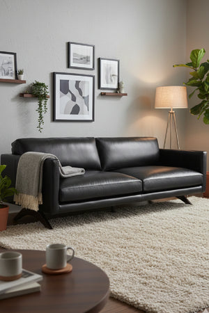 Modern European furniture - Retro-Inspired Leather Sofa - www.oroa.com