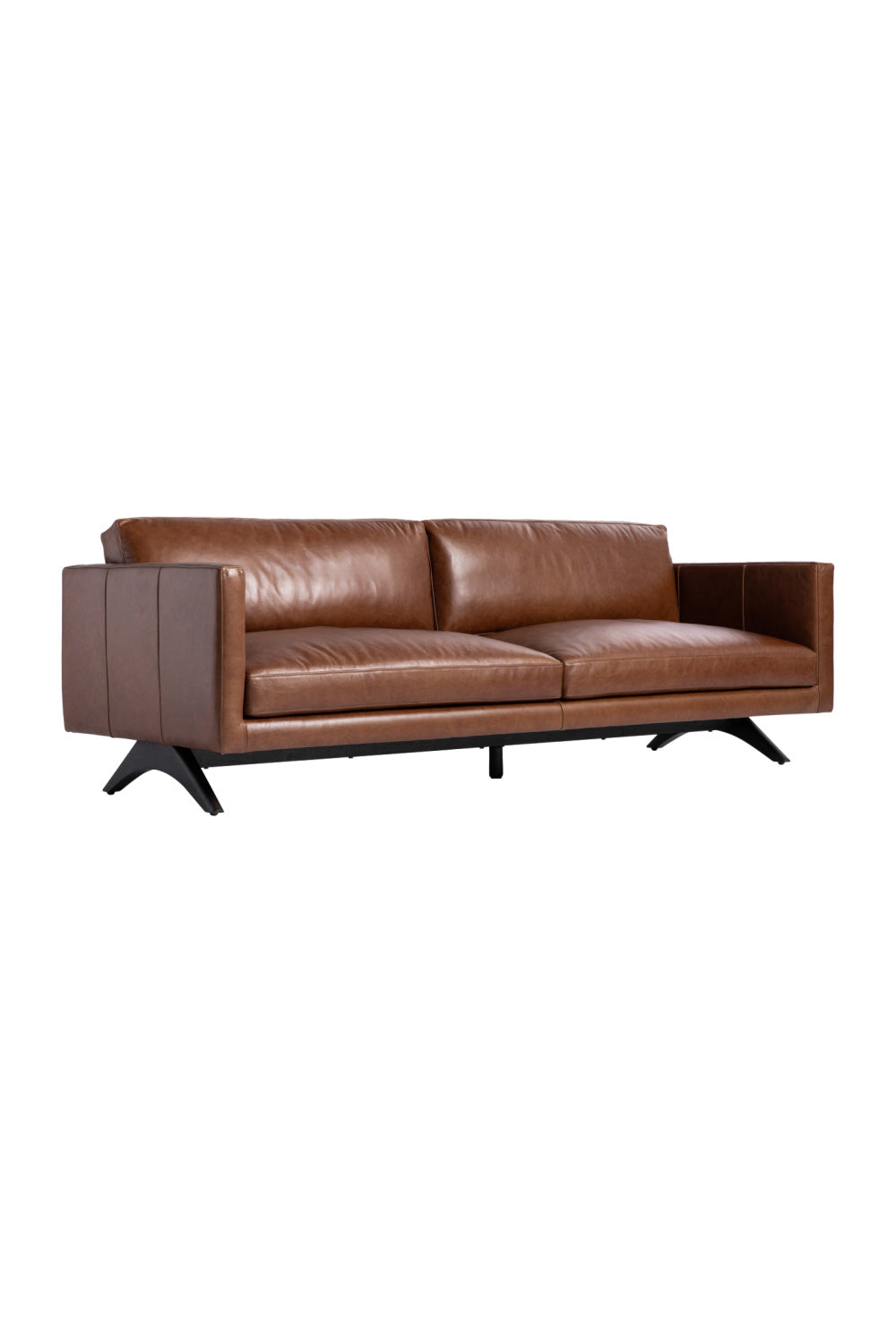 Modern European furniture - Oak‑Leg Leather Sofa - www.oroa.com