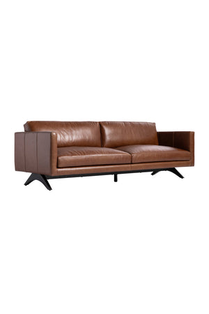Modern European furniture - Oak‑Leg Leather Sofa - www.oroa.com