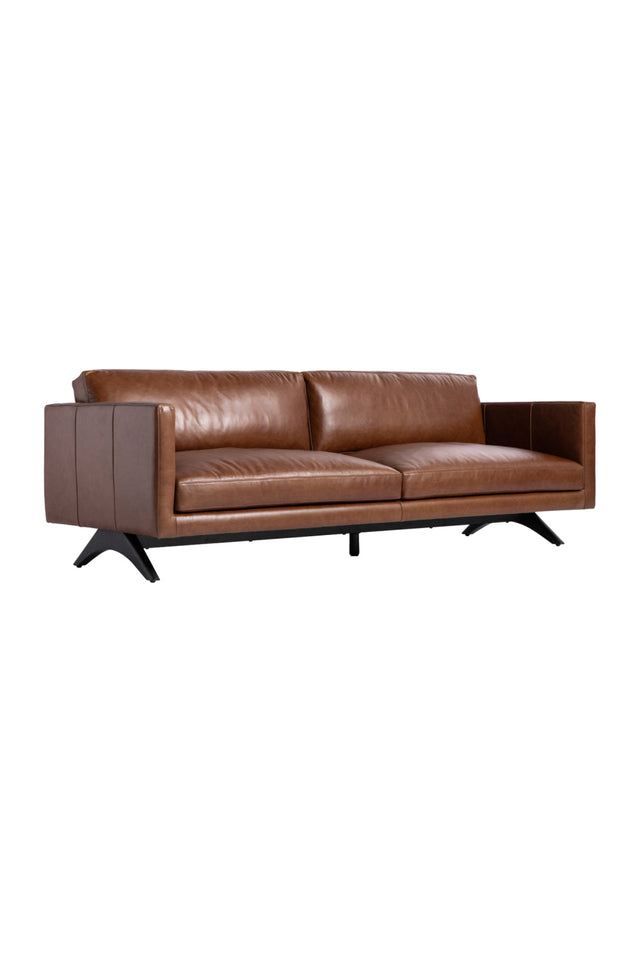 Modern European furniture - Oak‑Leg Leather Sofa - www.oroa.com