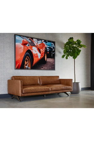 Modern European furniture - Oak‑Leg Leather Sofa - www.oroa.com