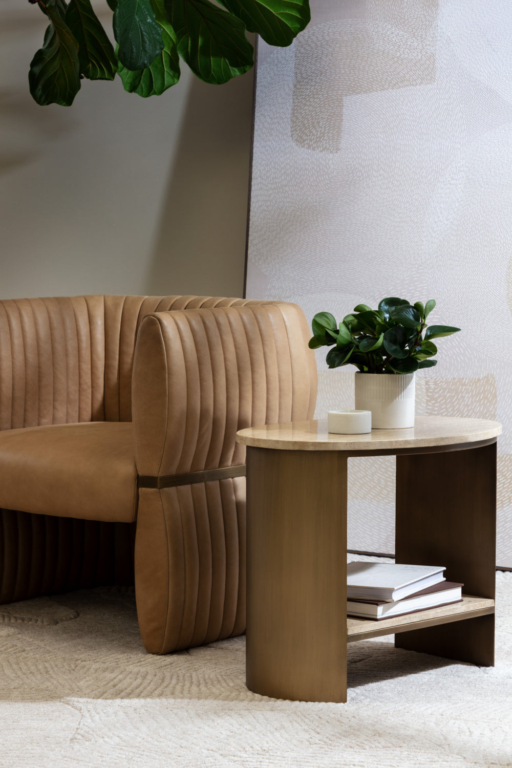 Oval Travertine Side Table | Splendido Roshni | Oroa.com