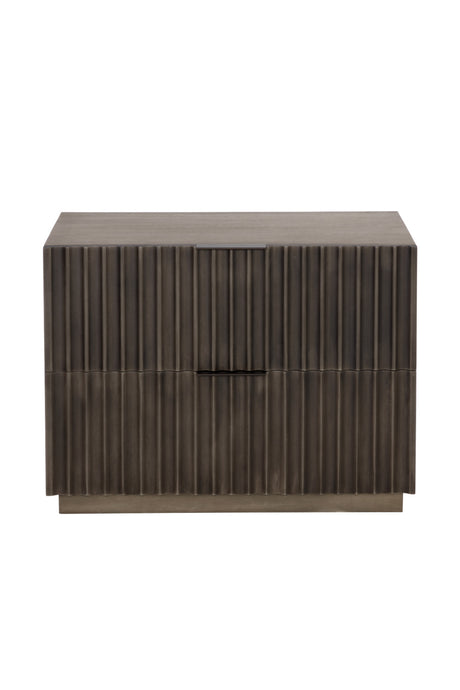 Modern European furniture - Taupe Fluted Wooden 2-Drawer Nightstand - www.oroa.com