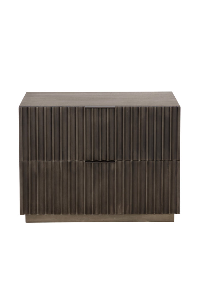Modern European furniture - Taupe Fluted Wooden 2-Drawer Nightstand - www.oroa.com