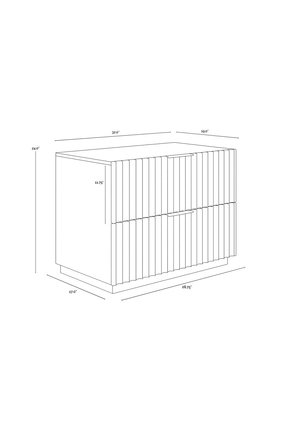   Modern European furniture - Taupe Fluted Wooden 2-Drawer Nightstand - www.oroa.com | Oroa.com
