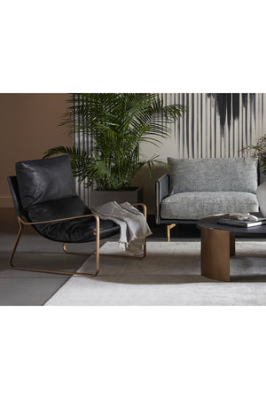 Modern European furniture - Scooped Leather Lounge Chair - www.oroa.com