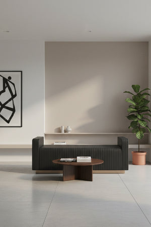 Modern European furniture - Channel-Tufted Fabric Bench - www.oroa.com