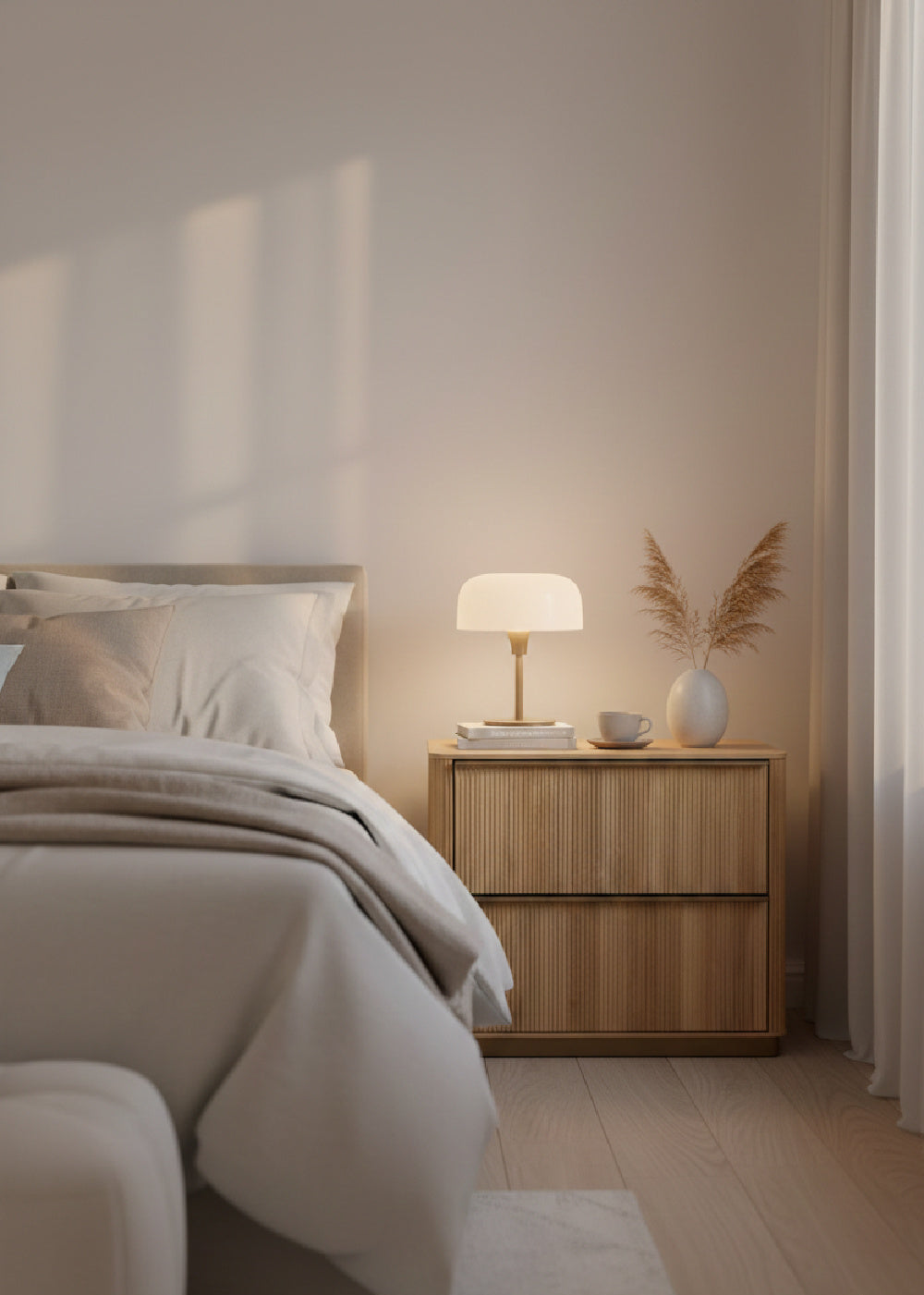 Modern European furniture - Reeded Oak 2-Drawer Nightstand - www.oroa.com