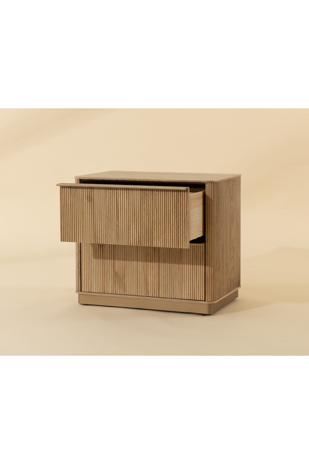 Modern European furniture - Reeded Oak 2-Drawer Nightstand - www.oroa.com