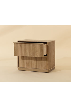 Modern European furniture - Reeded Oak 2-Drawer Nightstand - www.oroa.com