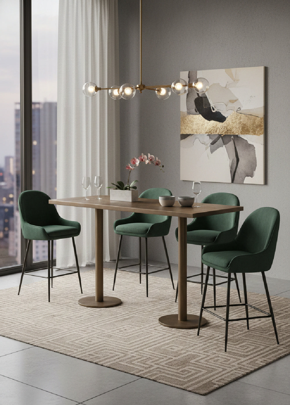 Modern European furniture - Antique Brass Rectangular Bar Table - www.oroa.com